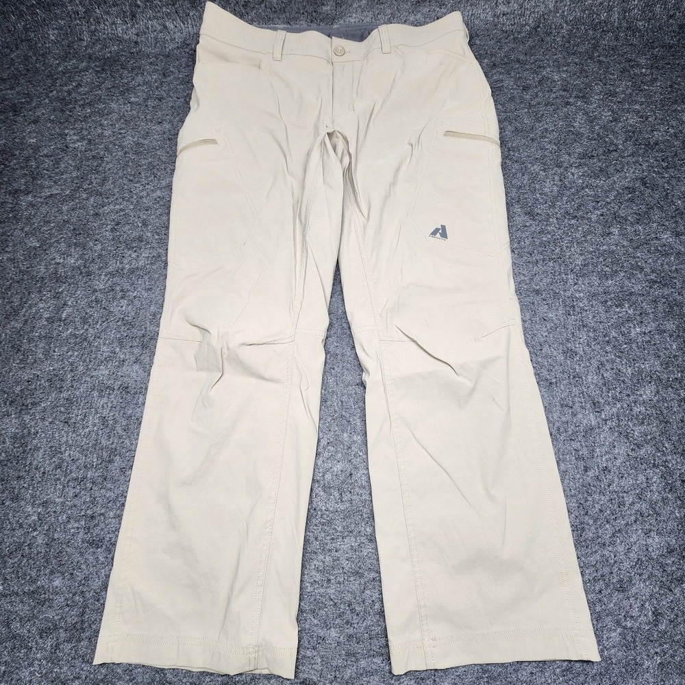 Eddie Bauer Mens First Ascent Khaki Lightweight Nylon Stretch Hiking Pants 36x30